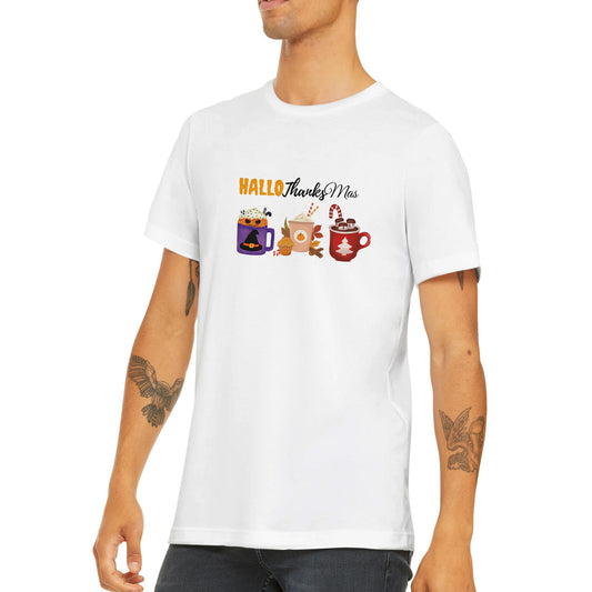 Coffee Lover's HalloThanksMas Premium Unisex Crewneck T-shirt